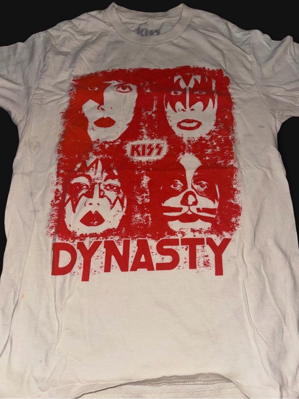 Kiss White Logo Tag Tee with Gray Print